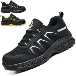 Черевики безпеки чоловічі/жіночі ESD Antistatisch SR, неслизькі робочі черевики з металевим підноском, легкі, дихаючі, комфортні, широка колодка, для промисловості та виробництва, 43 EU, чорні