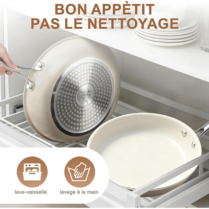 Пательня керамічна 24 см з антипригарним покриттям, індукційна, для духовки та посудомийної машини, алюмінієва з ручкою з нержавіючої сталі