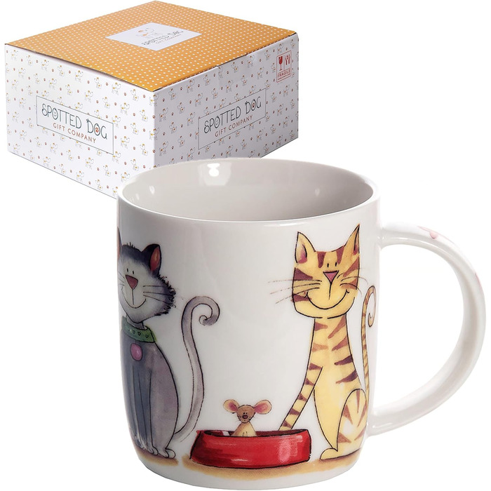 SPOTTED DOG GIFT COMPANY - Mug with Cat Motifs - White - Large