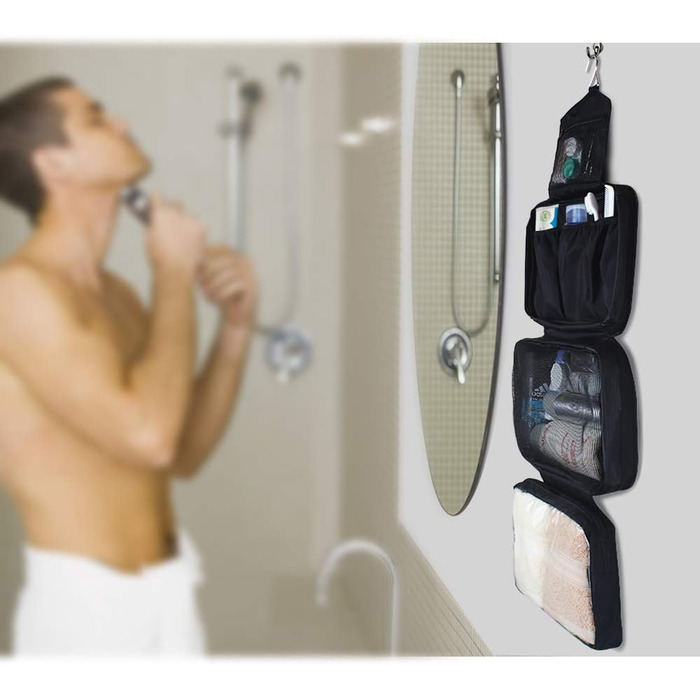 Чоловіча/Жіноча сумка-органайзер для косметики Jieei, водонепроникна, з 4 відділеннями, складна, компактна (L-чорний, L)