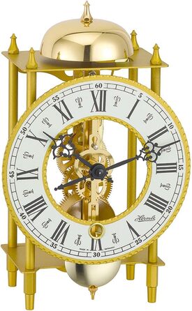 Hermle Clock Manufacturing Table Clock, Wrought Iron, Gold, 24cm x 13cm x 9.5cm