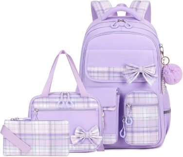 Шкільний набір для дівчаток: рюкзак, ланч-бокс, пенал. 3-ий клас, 4-5 клас, фіолетовий колір