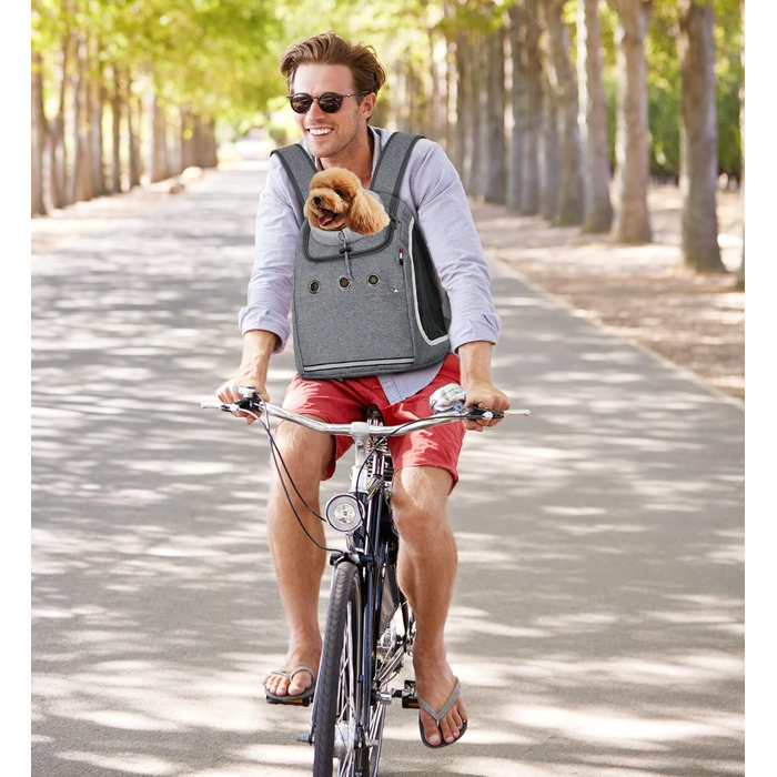 Рюкзак-переноска для собак та котів ALLSOPETS: зручний та дихаючий рюкзак для подорожей з великими котами та маленькими собаками (темно-сірий)