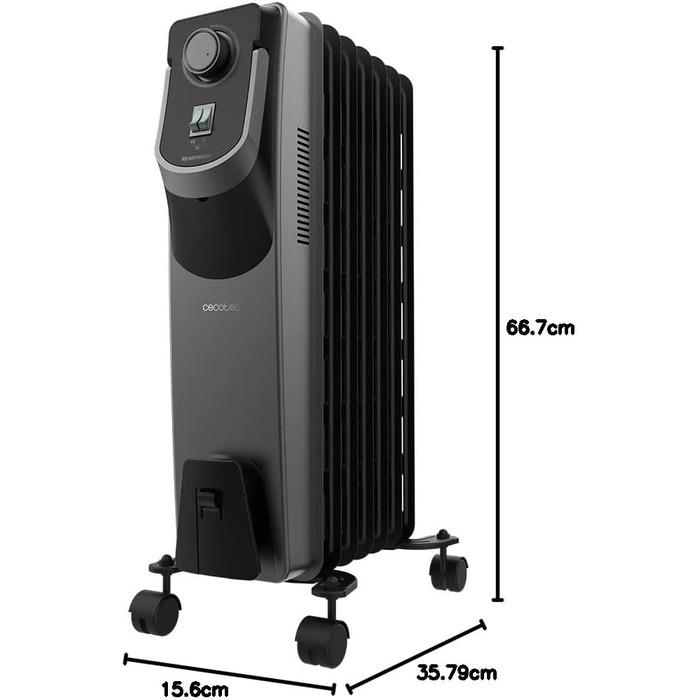 Масляний радіатор Cecotec ReadyWarm 11000 Space 360º Black - 2500 Вт, 11 секцій, 3 режими, 28 м², 66.7 x 35.8 x 15.6 см