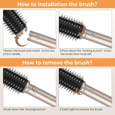 Професійний стайлер для волосся 6-в-1 з автоматичним завиванням, фен, круглі щітки, термощітка, випрямляч, мультистайлер Airbrush, подарунковий набір (Золотий)