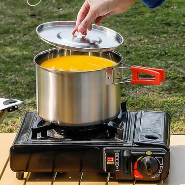 Набір кухонного посуду для кемпінгу з нержавіючої сталі 304, для 2-4 особи, похідний посуд для кемпінгу, пікніків та відпочинку на природі