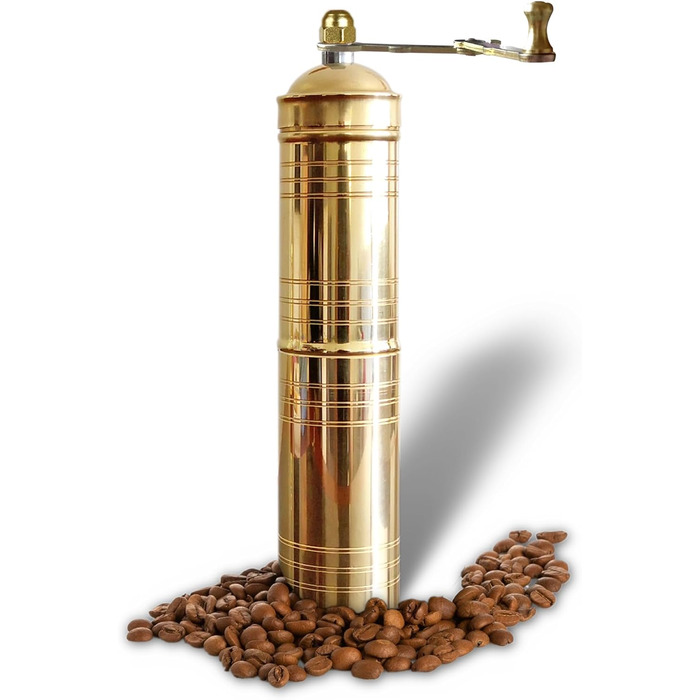 Traditional Turkish manual coffee grinder, brass coffee grinder, kitchen decoration, qualification, adjustable grinding burr, manual coffee grinder with handle