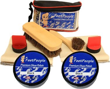 FeetPeople Ultimate Leather Care Set with Travel Bag, Black, One Size