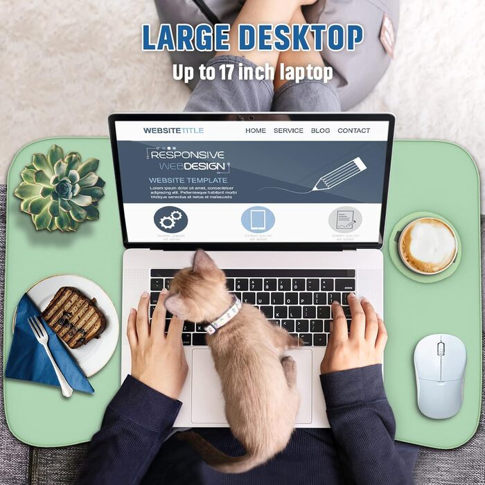 Зручний столик-органайзер для ноутбука з ящиком та підстаканником, зелений