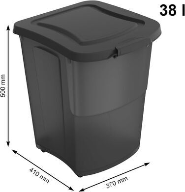 Rotho Archie Pet Food Container with Lid - BPA-Free, Transparent Black, 38L, 41x37x50cm