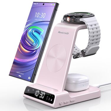 Бездротовий зарядний пристрій для Samsung Galaxy S25 Ultra, Watch Ultra/8/7/6, S24 Z Fold 6/Z Flip 6, Buds (рожевий)