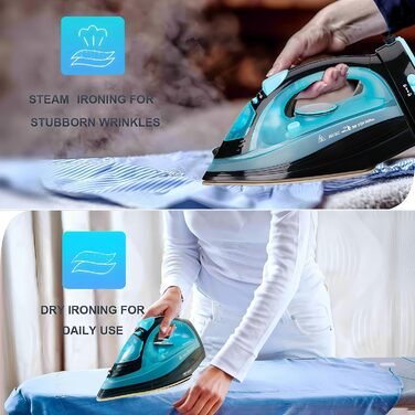 Праска, парогенератор 2400W бездротова Powersteam Ultra з керамічною підошвою, самоочищення, функція розпилення, стоп-крапля, автоматичне вимкнення, блакитна