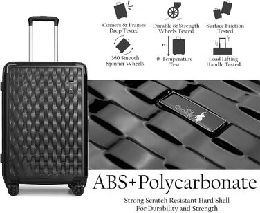 Набір валіз Sea Choice 4 шт. з жорстким корпусом, захист кутів, чорний (M-L-XL, 55/65/75 см) + косметичка, TSA-замок