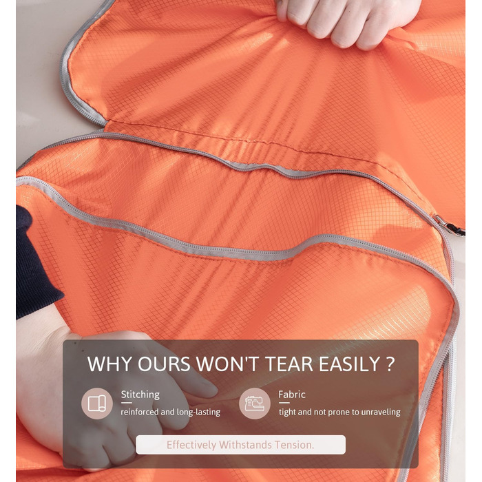 Набір компресійних кубиків для валіз Meowoo (4 шт.) - Органайзер для подорожей, водонепроникний (XL, L, 2×M), для ручної поклажі та валіз, помаранчевий