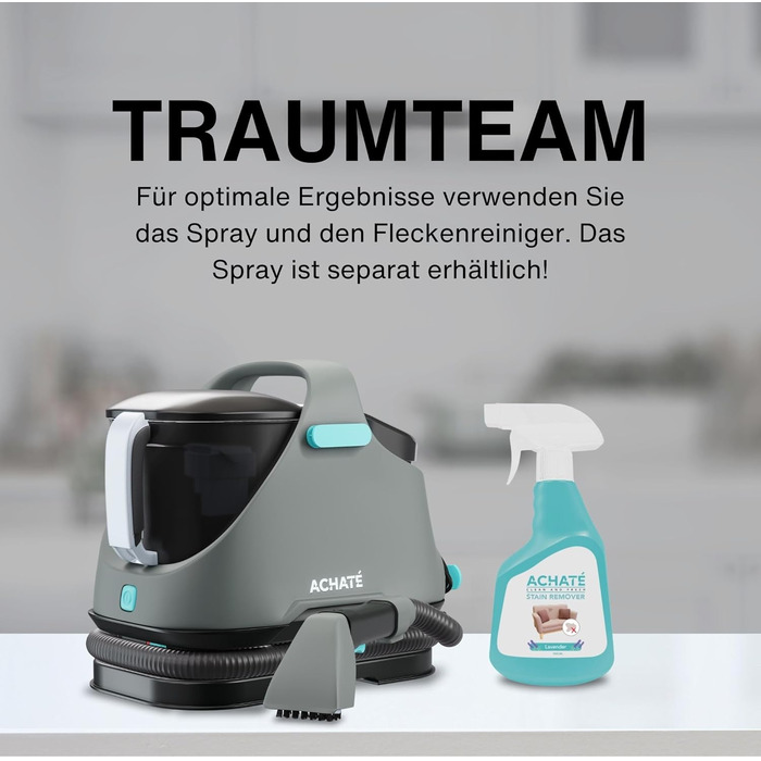 Вагзасув - очищувач плям для килимів, диванів, килимків, м'яких меблів, сходів, авто - потужний килимовий очищувач - пристрій для чищення м'яких меблів 650W, 1,4L, сірий/блакитний