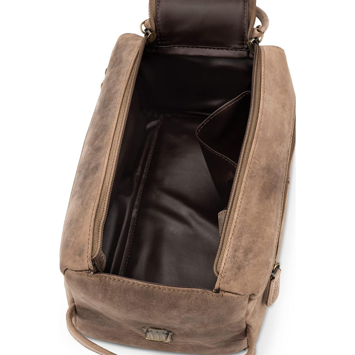 LEABAGS Преміум дорожній косметичний набір з натуральної шкіри для жінок та чоловіків | Культиватор | Vanity Case | Мийний мішечок (Palm Bay, Вінтажний сіро-коричневий)