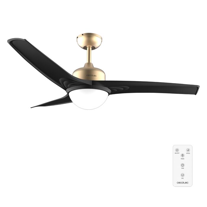 Стельовий вентилятор Cecotec EnergySilence Aero 470 106 см з пультом, 3 швидкості, чорний + функція зворотнього обертання (132 см, золотисто-чорний)
