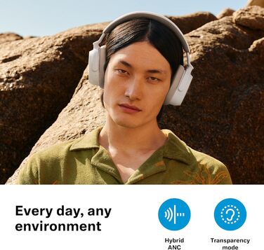 Навушники бездротові Sennheiser ACCENTUM з шумозаглушенням Bluetooth, білі - до 50 год роботи, гібридний ANC, комфорт для подорожей та навчання