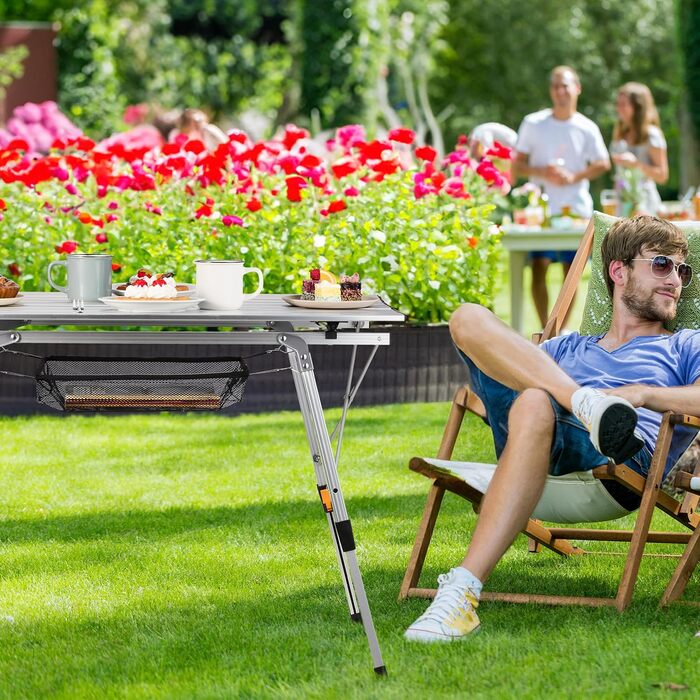 Складаний стіл Relaxdays: регульована висота, алюміній, для кемпінгу та дому