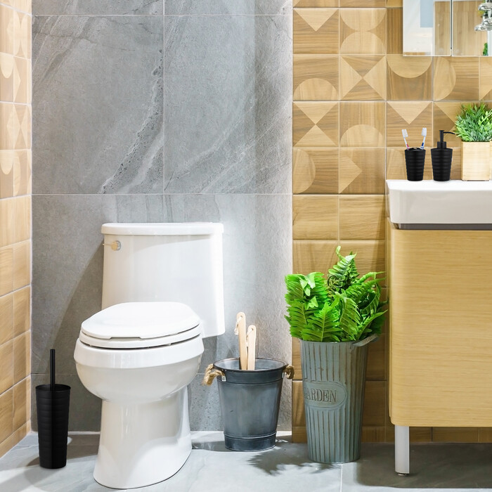 Relaxdays 5-Piece Bathroom Set Stainless Steel Black