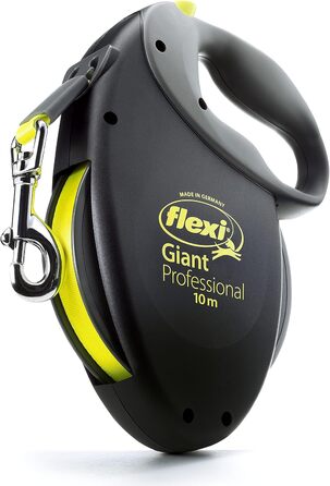 Flexi Giant Professional L: 10 м, повід для великих собак до 50 кг, чорний/неоновий жовтий