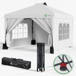 VOUNOT® 3x3m (approx. 10x10ft) Gazebo, Waterproof, Stable, Winter-Proof, Pop-Up Folding Gazebo with 4 Side Walls and 3 Sandbags, Foldable Party Tent, Garden Tent, Garden Gazebo incl. Bag, Green (pop up gazebo white)