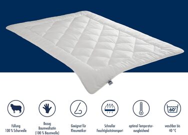Irisette Merino 4-Season Duvet – Made in Germany - Wool duvet made from Merino wool, 155 x 220 cm, Öko-Tex certified 155 x 220 cm 4-Season Duvet