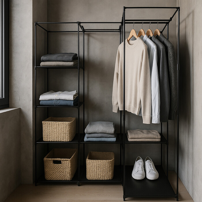 Corner Shelf, Black Non-Woven Fabric