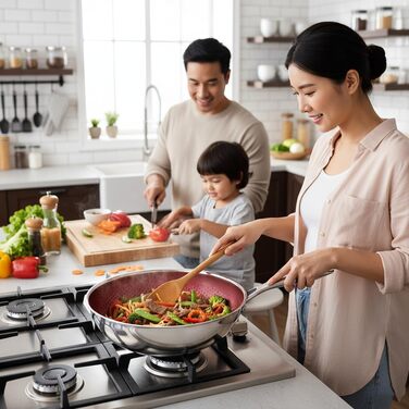 FIXLINE® Вок з антипригарним покриттям 28 см - без PTFE, для всіх плит (індукція), можна використовувати в духовці до 230°C, легко миється, ідеальний подарунок