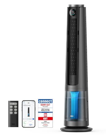 DREO TurboCool 765S: Ультразвуковий зволожувач-вентилятор з Wi-Fi, 6л, 10.4 м/с, 20 дБ, 90° осциляція, 12 швидкостей