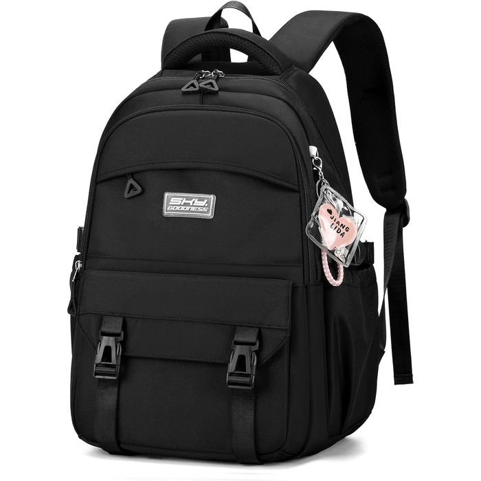 Шкільний рюкзак JANSBEN для дівчаток та хлопчиків, чорний, з кількома відділеннями, для школи та подорожей, зручний, для дітей 10 років, підлітків, 5 класу