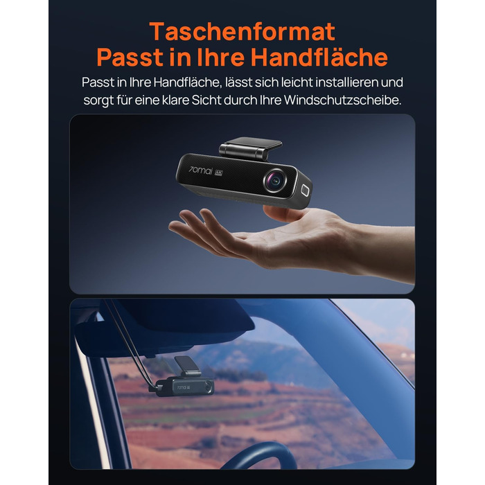Автомобільний відеореєстратор 70mai M800 4K Dashcam (передній та задній), STARVIS 2 IMX678, нічна зйомка, Dual HDR, вбудована пам'ять 128 GB eMMC, GPS, 5 GHz WLAN, керування голосом