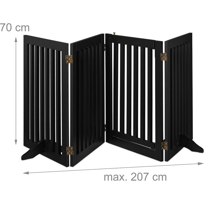 Захисне ворота Relaxdays для собак, 70x207 см, чорний, розкладне