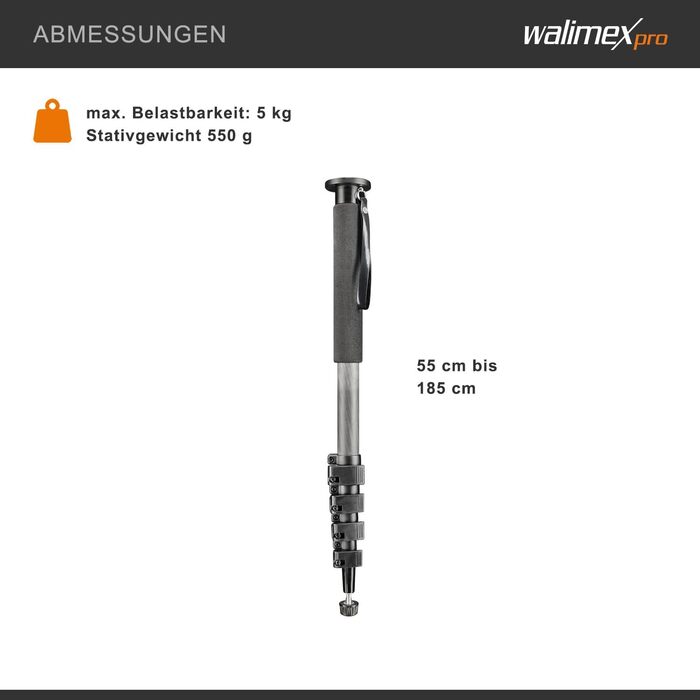 Штатив Walimex Pro Carbon-Pro Einbeinstativ 185 см (без кулькової головки)