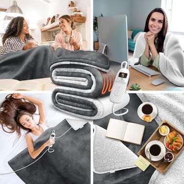 Електрична грілка KESSER® 200x180 см з автовимкненням | 9 температурних режимів | Зручна та тепла | Для ліжка та дивану | Можливість прання до 40°C | з таймером та цифровим дисплеєм | Антрацит