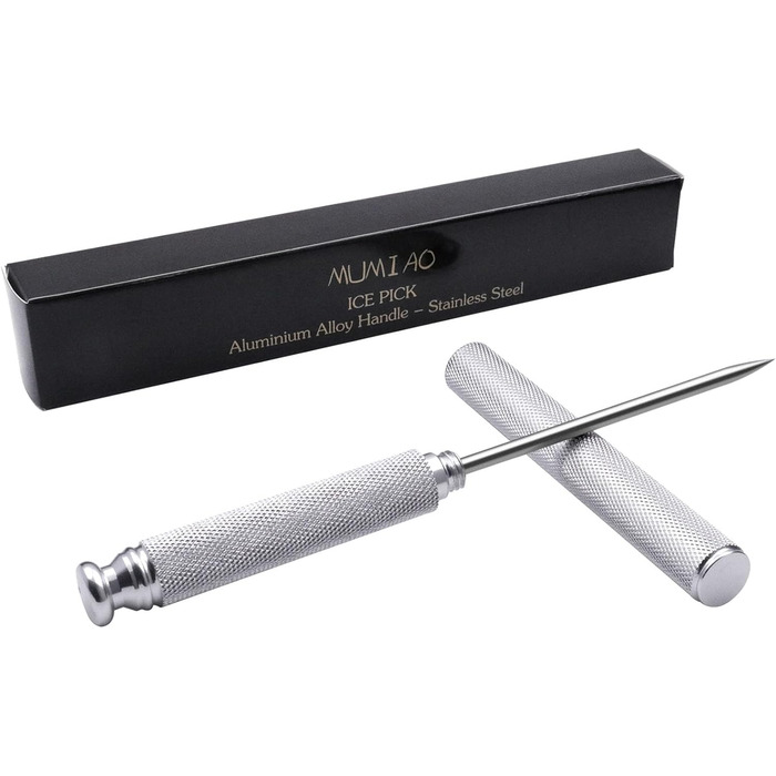 Aluminum alloy ice pick, stainless steel handle, knife with safety cover, ice tool, kitchen tool for restaurant, bar, home (silver)