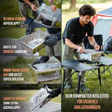 Стол для кемпінгу Castra Premium з грилем – алюміній 7075, регульована висота, вологостійкий, складаний, багатофункціональний, аксесуари для кемпінгу, саду, подорожей та риболовлі