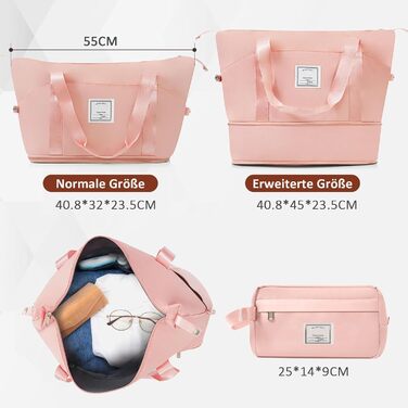 Набір валіз Merax з 5 частин (3 валізи + 2 косметички), рожево-бежевий, з колесами