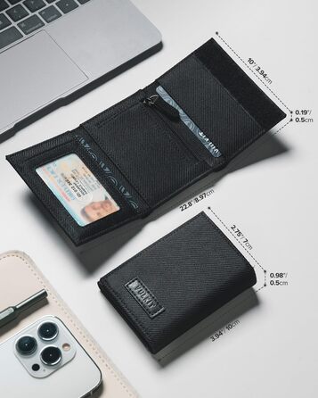 VULKIT Wallet for Men Small RFID Protection Card Holder Cash Wallet Trifold Cardholder Minimalist Card Case with Coin Pocket, Black