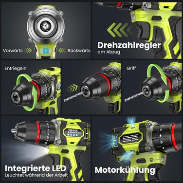 Акумуляторний дриль-шуруповерт 21V з набором аксесуарів (29 шт), безщітковий двигун, 2 акумулятори 2000 mAh, LED-ліхтар, 2 швидкості