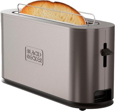 Тостер BLACK+DECKER BXTO1960E: 1960W, цифрове налаштування, 6 рівнів підсмажування, 4 відділення, функції: стоп, підігрів та розморожування, автоматичне центрування, підігрівач для тостів