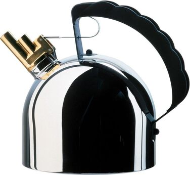 Alessi | 9091 FM - Kettle with Melodic Brass Whistle, Stainless Steel, 9.8 x 20 x 29 cm