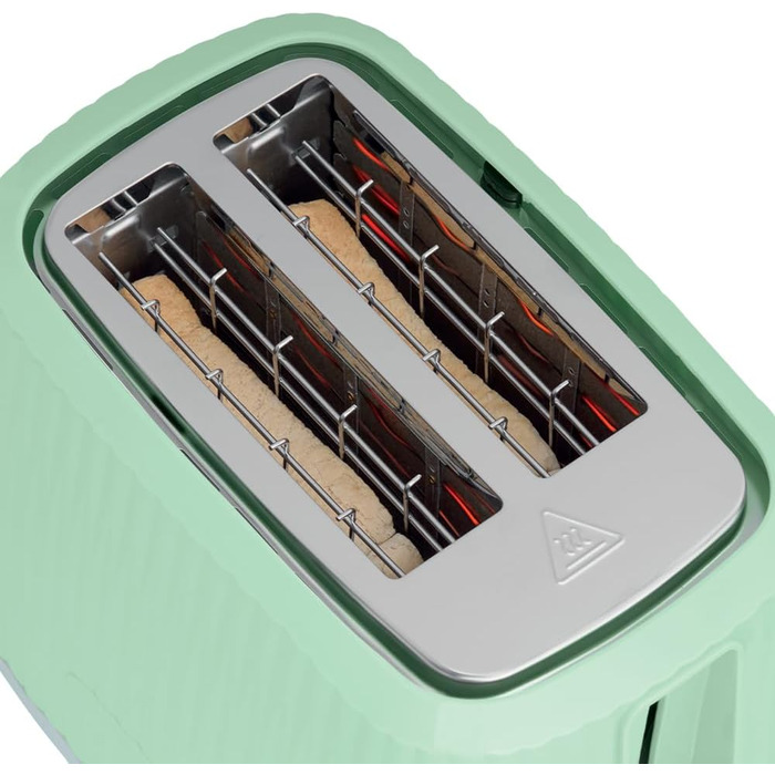 Тостер Russell Hobbs Eden з 6 рівнями підсмажування, підйомний механізм, функції розморожування, підігріву та зупинки, зйомний піддон для крихт, насадка для тостів, колір Pistazie (27374-56)