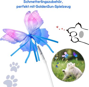 GoldenSun Cat Toy, 3 in 1 Electric Interactive Automatic Toy for Cats, Whack-A-Mole, Fluttering Butterfly, including Ball, USB Rechargeable Cat Teaser with 6 Attachments (Z 3 Butterfly)