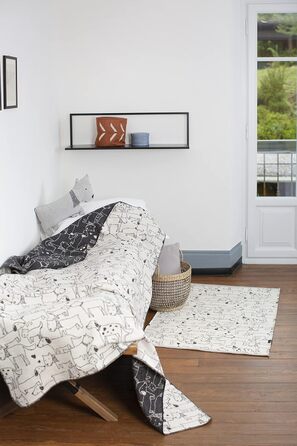 Плед David Fussenegger для дітей та собак Juwel, розмір 140/200 см, колір сиро-білий з візерунком, натуральний/антрацитовий