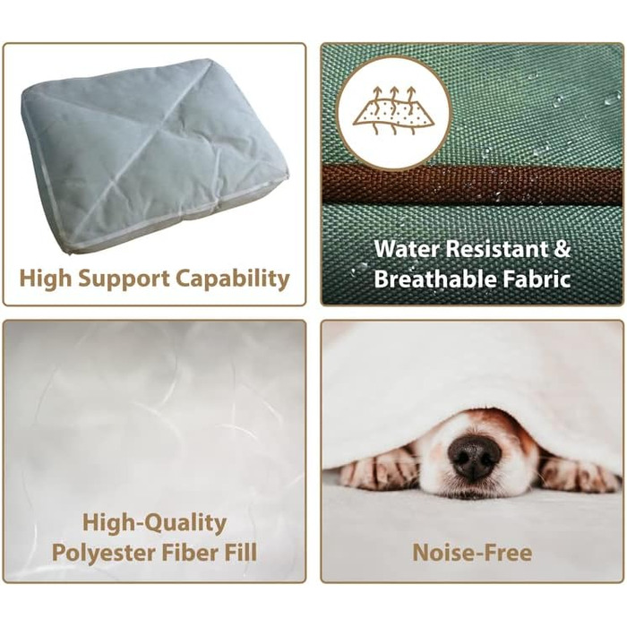 Ліжко для собак Ellie-Bo, XXL, 117x75x10 см, зелене, водонепроникний матеріал, м'яка та миюча подушка