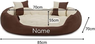 Ліжко для собак та котів Lionto 4-в-1 з поворотним подушкою, 65x50 см, з міцного оксфорду, водонепроникне, з глибоким входом, включає декоративну подушку (85x70x20 см, коричневий/бежевий)