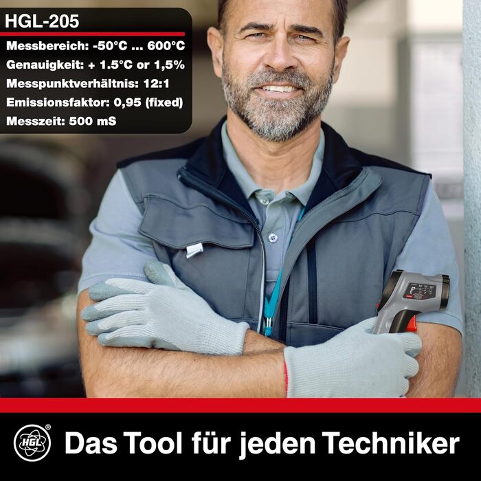 Інфрачервоний термометр HGL-205 з лазером -50°C…600°C для вимірювання температури поверхонь