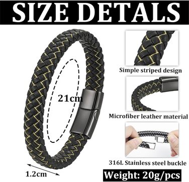 Чоловічий шкіряний браслет Armand, 21 см. Чорний, зелений, червоний, білий. Ідеальний подарунок на День батька. Шкіряні браслети для чоловіків Armand