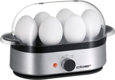 Яйцеварка Cloer 6099 з акустичним сповіщенням, 400 Вт, на 6 яєць, з антипригарним покриттям, алюмінієвий корпус